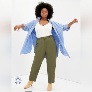 High Rise Pleated Khaki Trousers with Washwell - Army Green sz 4